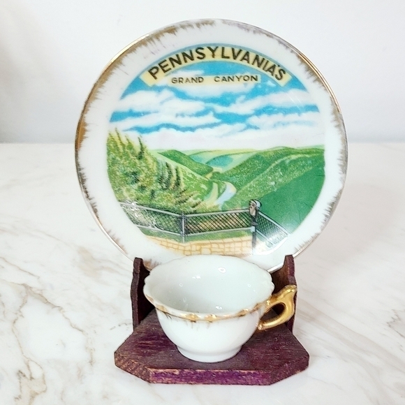 VTG Pennsylvania's Grand Canyon Souvenir Miniature Cup & Saucer Set - Picture 2 of 6